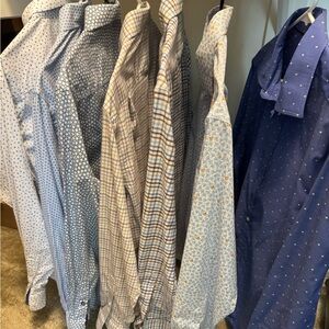 Jos. A. Bank Blue and White Patterned Casual Shirts